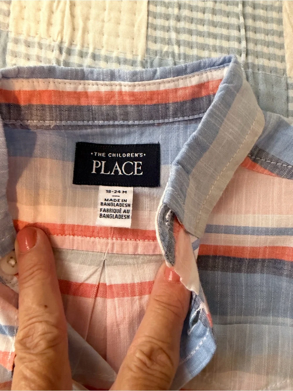The Children's Place Blue, Pink & Coral Striped Button-Down Shirt